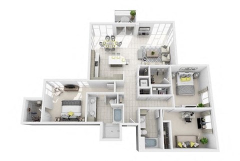 3 bedroom 2 bath Floor Plan at Windsor at Pembroke Gardens, Pembroke Pines